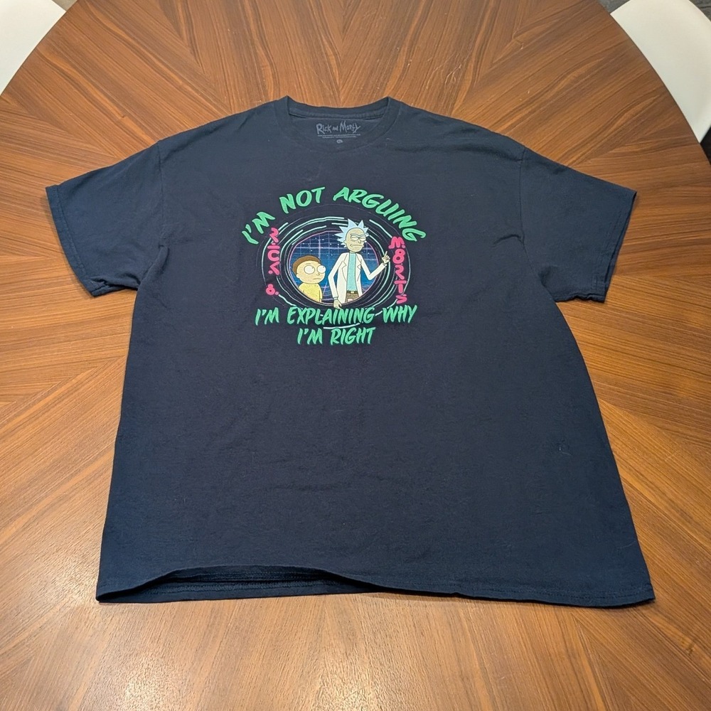 Rick and Morty T-Shirt Men XL Navy Blue Excellent Explaining Why I'm Right Tee